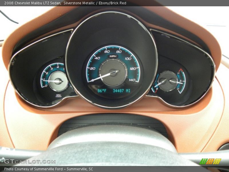 Silverstone Metallic / Ebony/Brick Red 2008 Chevrolet Malibu LTZ Sedan