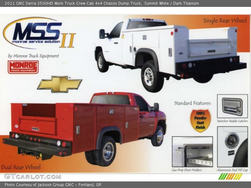 Summit White / Dark Titanium 2011 GMC Sierra 3500HD Work Truck Crew Cab 4x4 Chassis Dump Truck