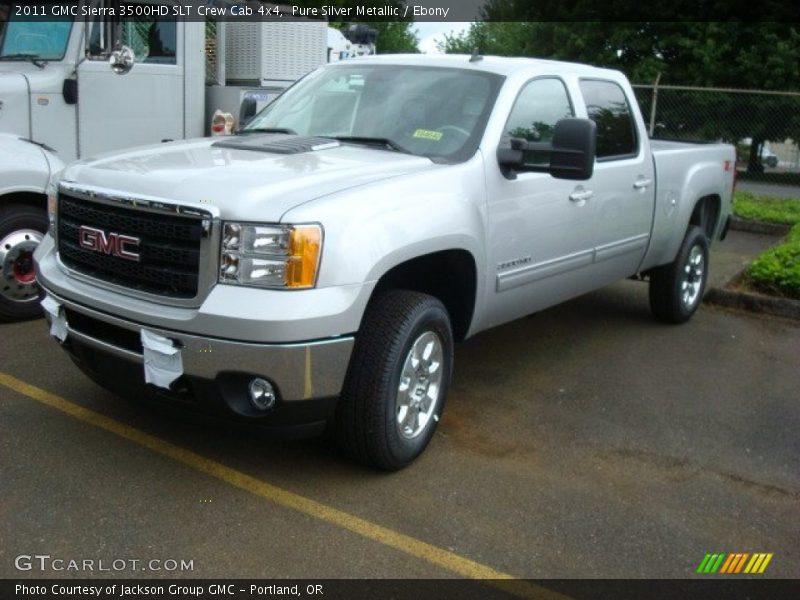 Pure Silver Metallic / Ebony 2011 GMC Sierra 3500HD SLT Crew Cab 4x4