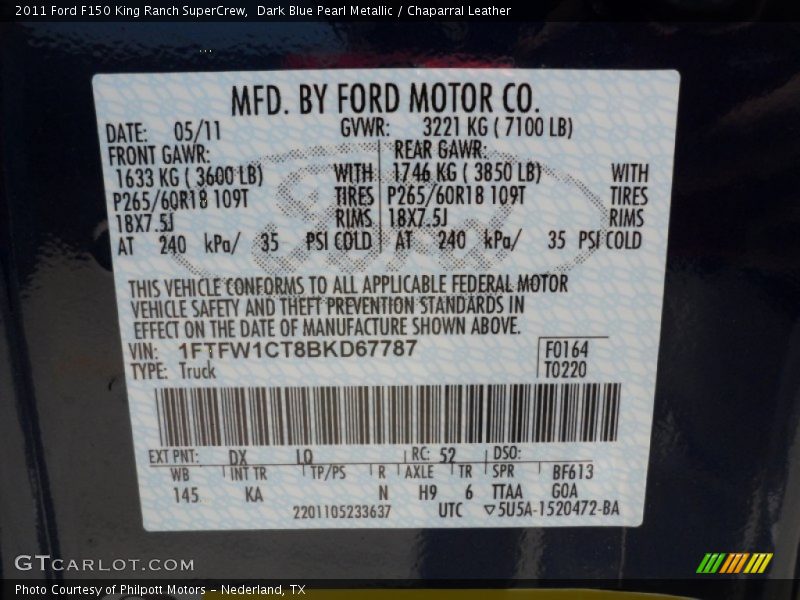Dark Blue Pearl Metallic / Chaparral Leather 2011 Ford F150 King Ranch SuperCrew