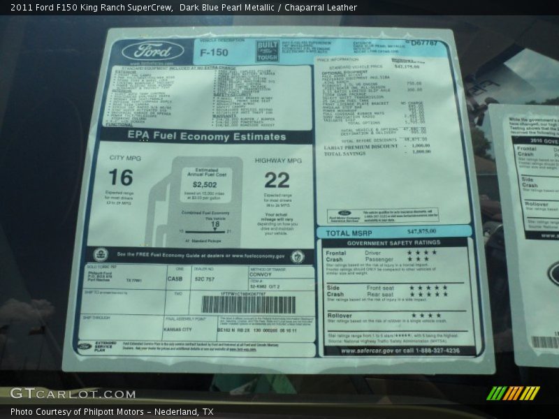 Dark Blue Pearl Metallic / Chaparral Leather 2011 Ford F150 King Ranch SuperCrew