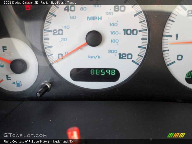 Patriot Blue Pearl / Taupe 2002 Dodge Caravan SE