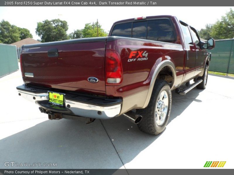 Dark Toreador Red Metallic / Tan 2005 Ford F250 Super Duty Lariat FX4 Crew Cab 4x4