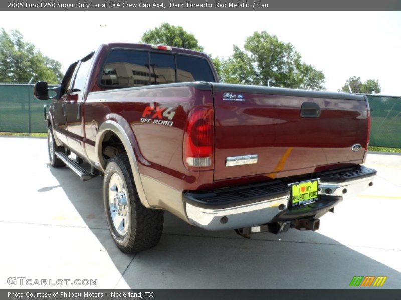 Dark Toreador Red Metallic / Tan 2005 Ford F250 Super Duty Lariat FX4 Crew Cab 4x4