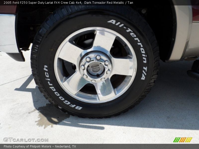 Dark Toreador Red Metallic / Tan 2005 Ford F250 Super Duty Lariat FX4 Crew Cab 4x4