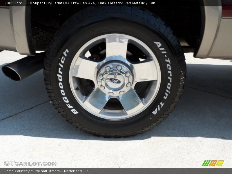 Dark Toreador Red Metallic / Tan 2005 Ford F250 Super Duty Lariat FX4 Crew Cab 4x4