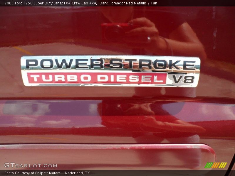 Dark Toreador Red Metallic / Tan 2005 Ford F250 Super Duty Lariat FX4 Crew Cab 4x4