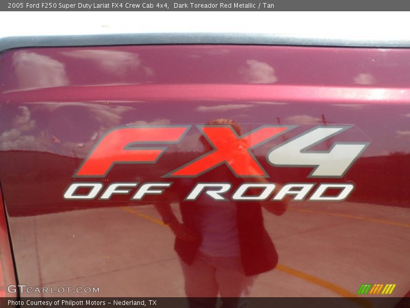 Dark Toreador Red Metallic / Tan 2005 Ford F250 Super Duty Lariat FX4 Crew Cab 4x4