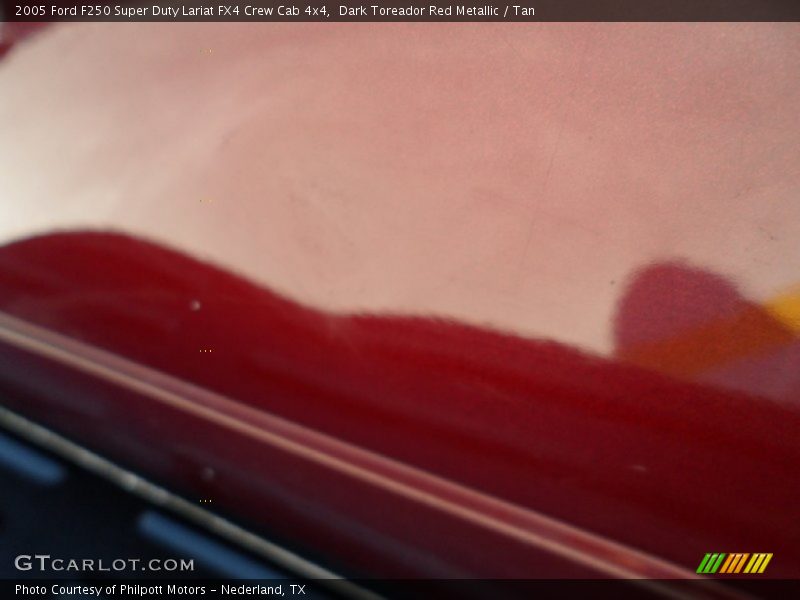 Dark Toreador Red Metallic / Tan 2005 Ford F250 Super Duty Lariat FX4 Crew Cab 4x4