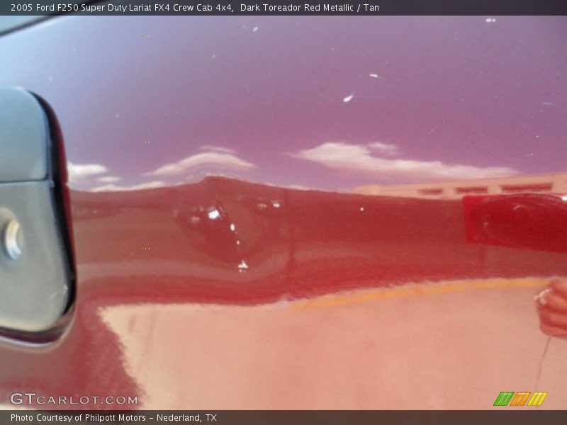 Dark Toreador Red Metallic / Tan 2005 Ford F250 Super Duty Lariat FX4 Crew Cab 4x4
