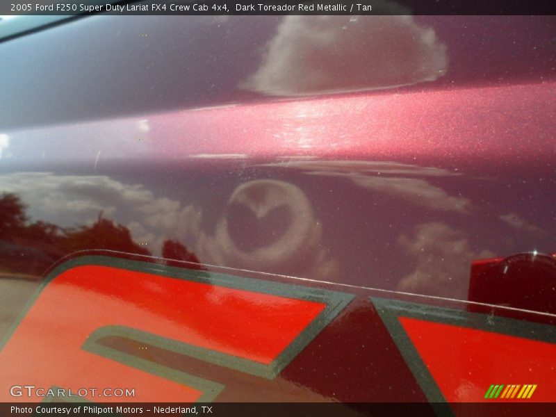 Dark Toreador Red Metallic / Tan 2005 Ford F250 Super Duty Lariat FX4 Crew Cab 4x4