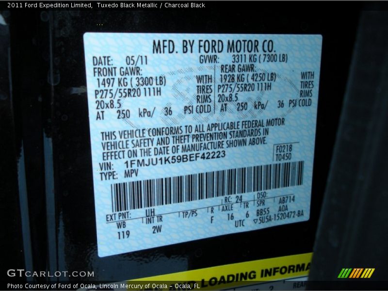 2011 Expedition Limited Tuxedo Black Metallic Color Code UH