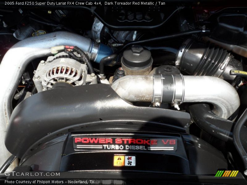 Dark Toreador Red Metallic / Tan 2005 Ford F250 Super Duty Lariat FX4 Crew Cab 4x4