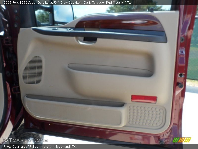 Dark Toreador Red Metallic / Tan 2005 Ford F250 Super Duty Lariat FX4 Crew Cab 4x4