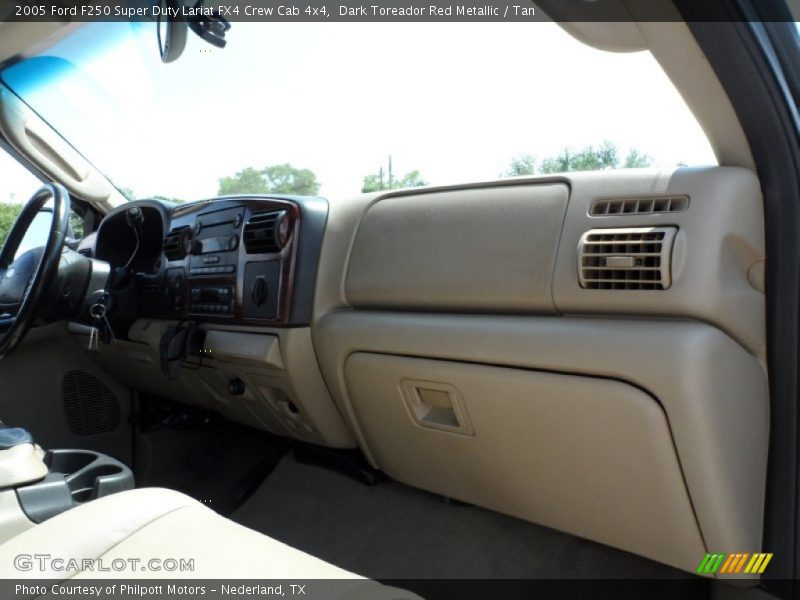Dark Toreador Red Metallic / Tan 2005 Ford F250 Super Duty Lariat FX4 Crew Cab 4x4