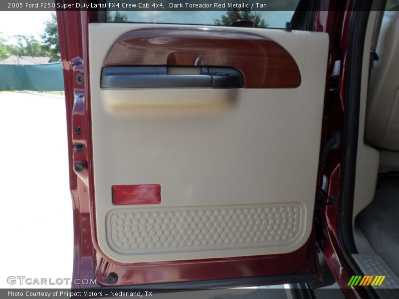 Dark Toreador Red Metallic / Tan 2005 Ford F250 Super Duty Lariat FX4 Crew Cab 4x4
