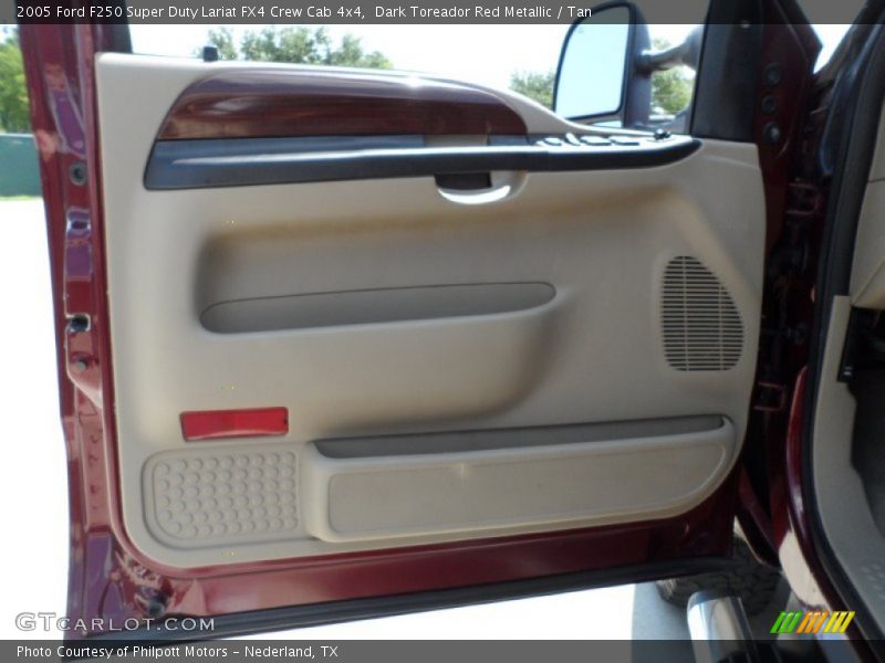 Dark Toreador Red Metallic / Tan 2005 Ford F250 Super Duty Lariat FX4 Crew Cab 4x4