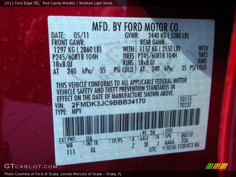 Red Candy Metallic / Medium Light Stone 2011 Ford Edge SEL