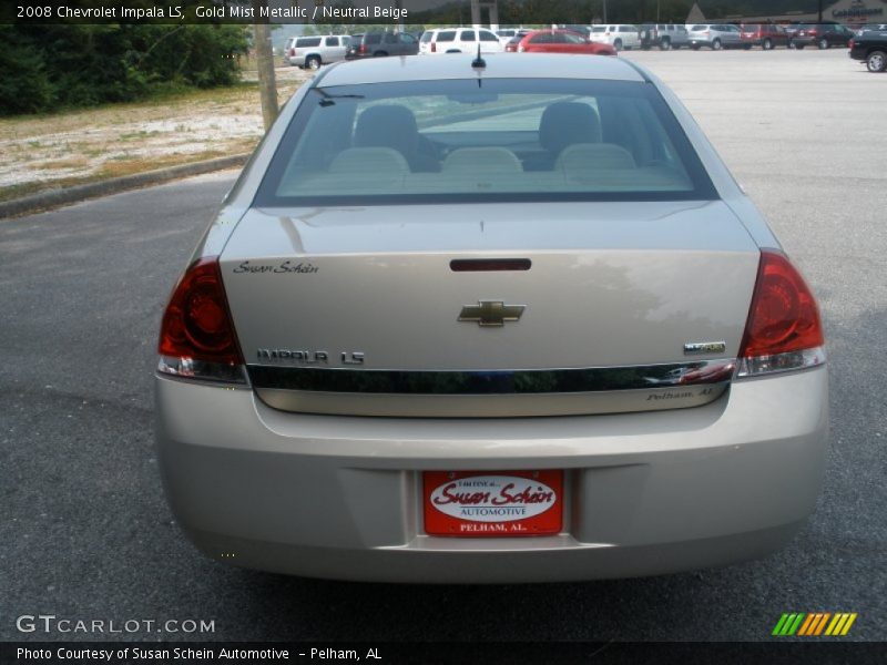 Gold Mist Metallic / Neutral Beige 2008 Chevrolet Impala LS