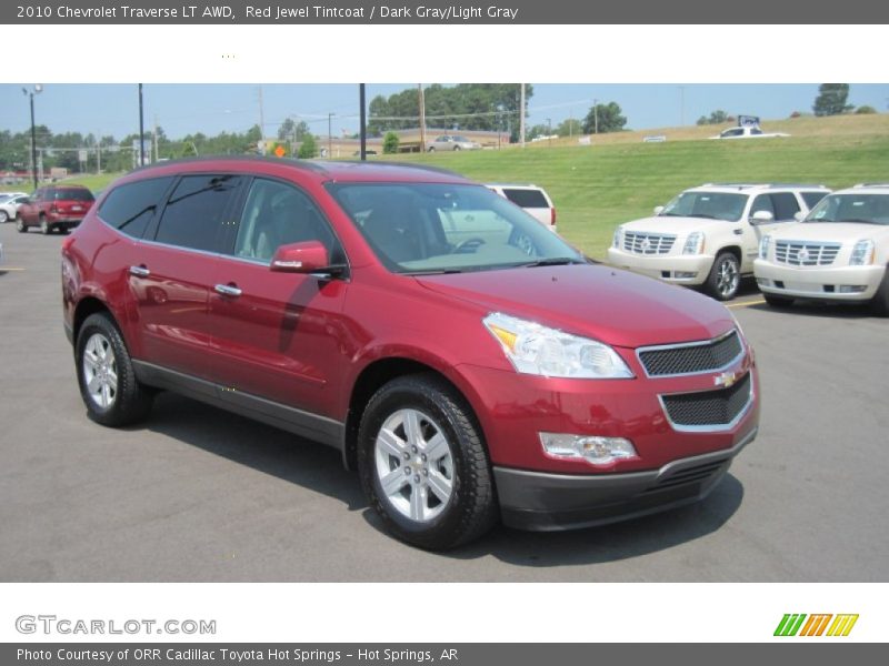 Red Jewel Tintcoat / Dark Gray/Light Gray 2010 Chevrolet Traverse LT AWD