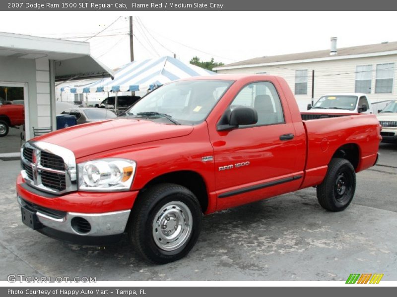 Flame Red / Medium Slate Gray 2007 Dodge Ram 1500 SLT Regular Cab