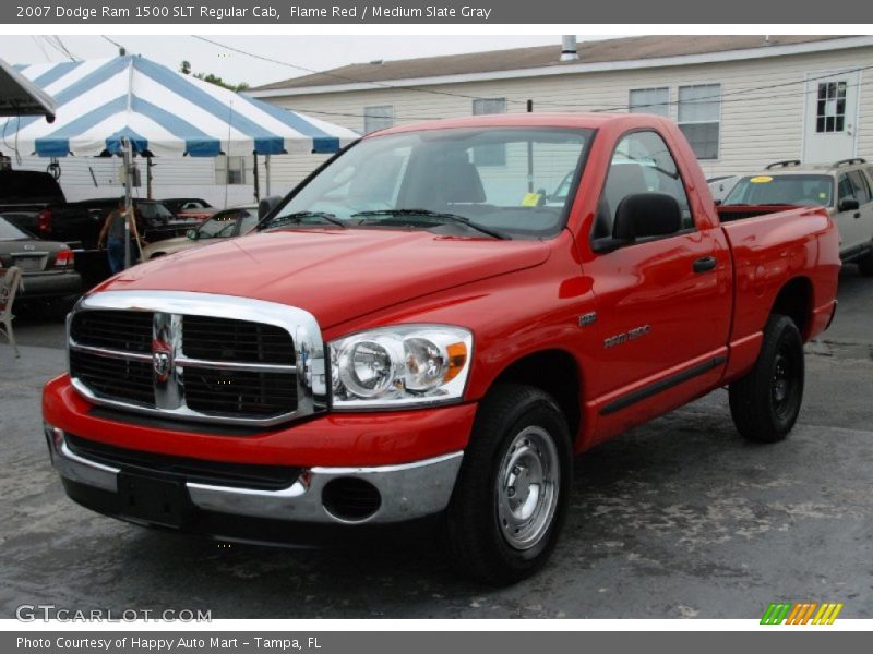 Flame Red / Medium Slate Gray 2007 Dodge Ram 1500 SLT Regular Cab