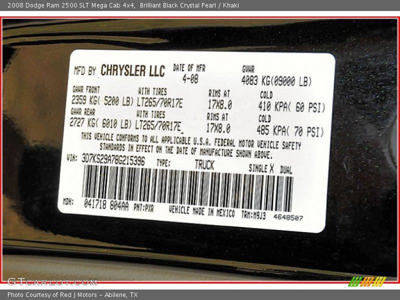 Brilliant Black Crystal Pearl / Khaki 2008 Dodge Ram 2500 SLT Mega Cab 4x4