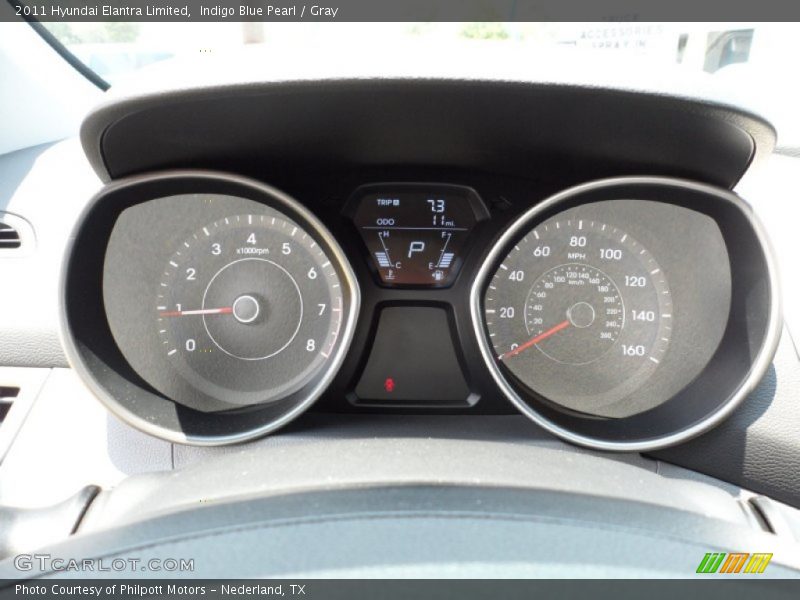 Indigo Blue Pearl / Gray 2011 Hyundai Elantra Limited
