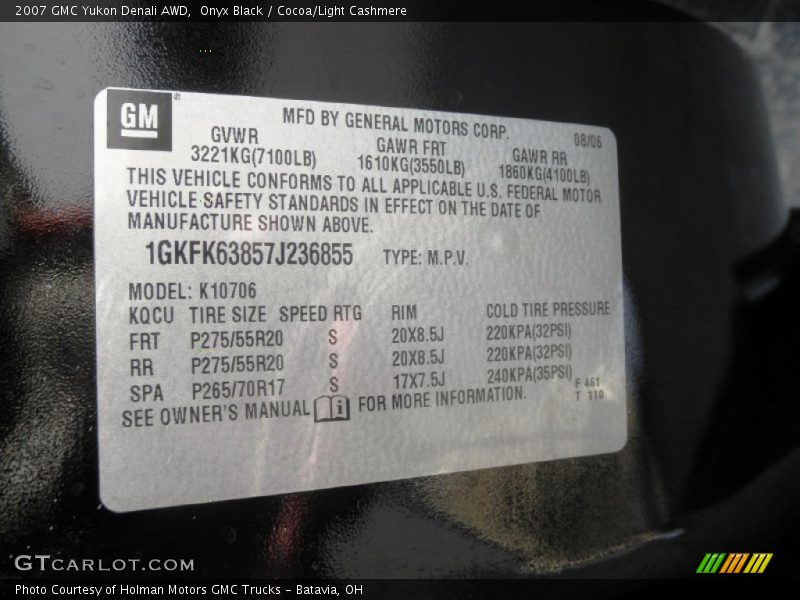 Onyx Black / Cocoa/Light Cashmere 2007 GMC Yukon Denali AWD