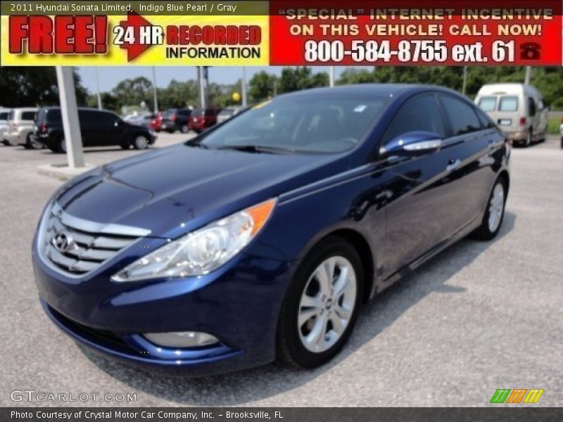 Indigo Blue Pearl / Gray 2011 Hyundai Sonata Limited