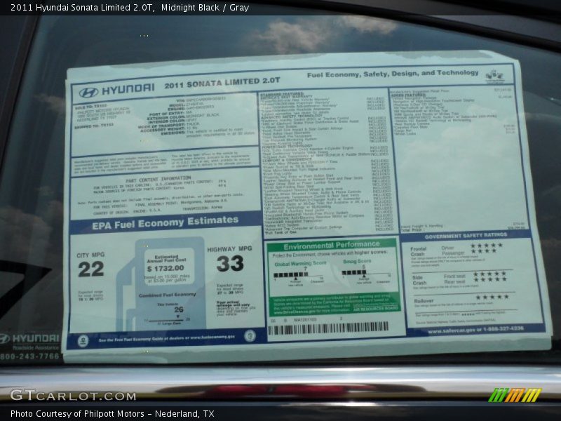 Midnight Black / Gray 2011 Hyundai Sonata Limited 2.0T