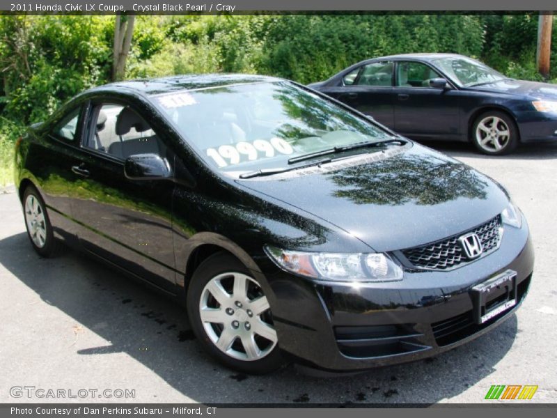 Crystal Black Pearl / Gray 2011 Honda Civic LX Coupe