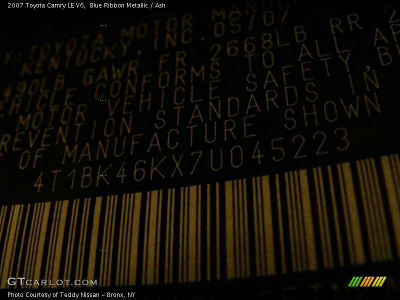 Blue Ribbon Metallic / Ash 2007 Toyota Camry LE V6