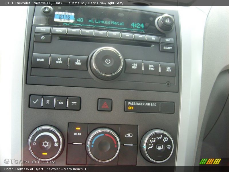 Dark Blue Metallic / Dark Gray/Light Gray 2011 Chevrolet Traverse LT