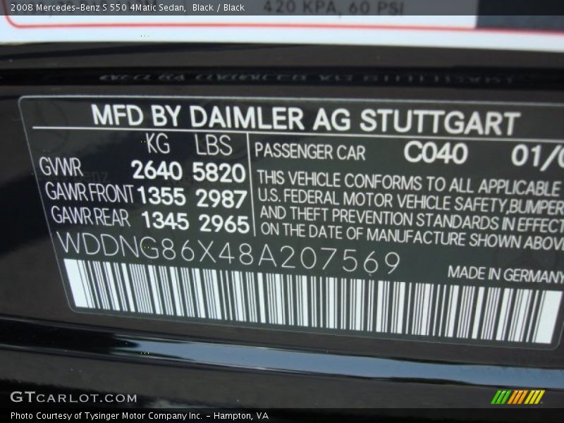 Black / Black 2008 Mercedes-Benz S 550 4Matic Sedan