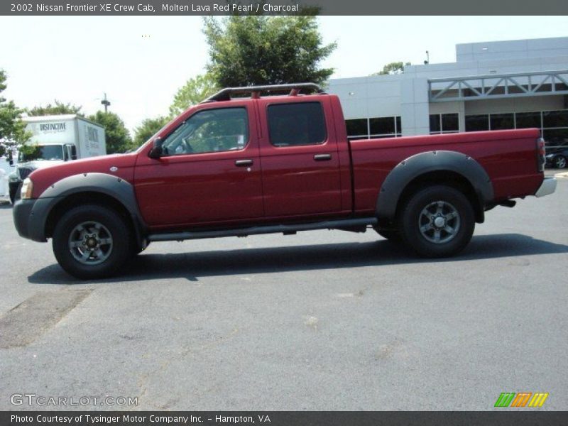 Molten Lava Red Pearl / Charcoal 2002 Nissan Frontier XE Crew Cab