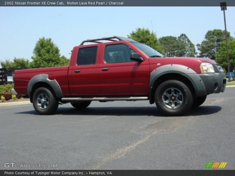 Molten Lava Red Pearl / Charcoal 2002 Nissan Frontier XE Crew Cab