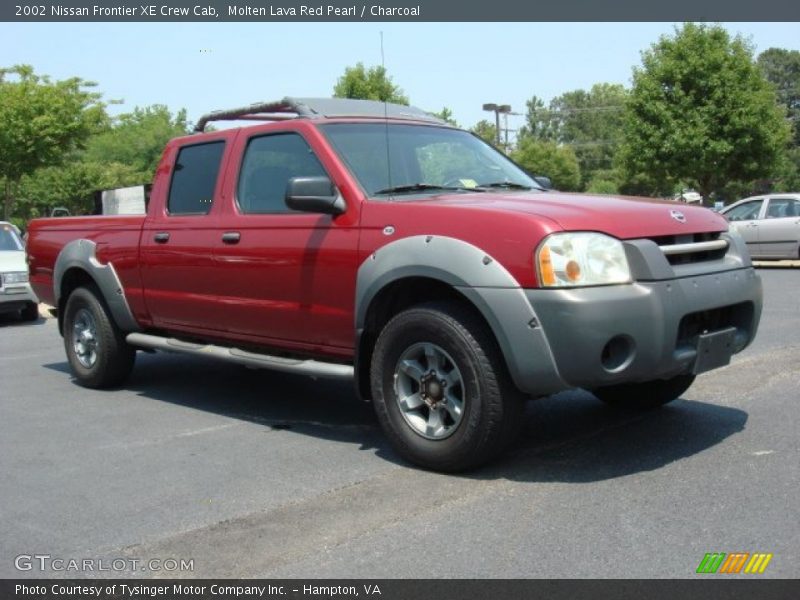 Molten Lava Red Pearl / Charcoal 2002 Nissan Frontier XE Crew Cab