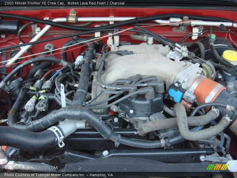 Molten Lava Red Pearl / Charcoal 2002 Nissan Frontier XE Crew Cab