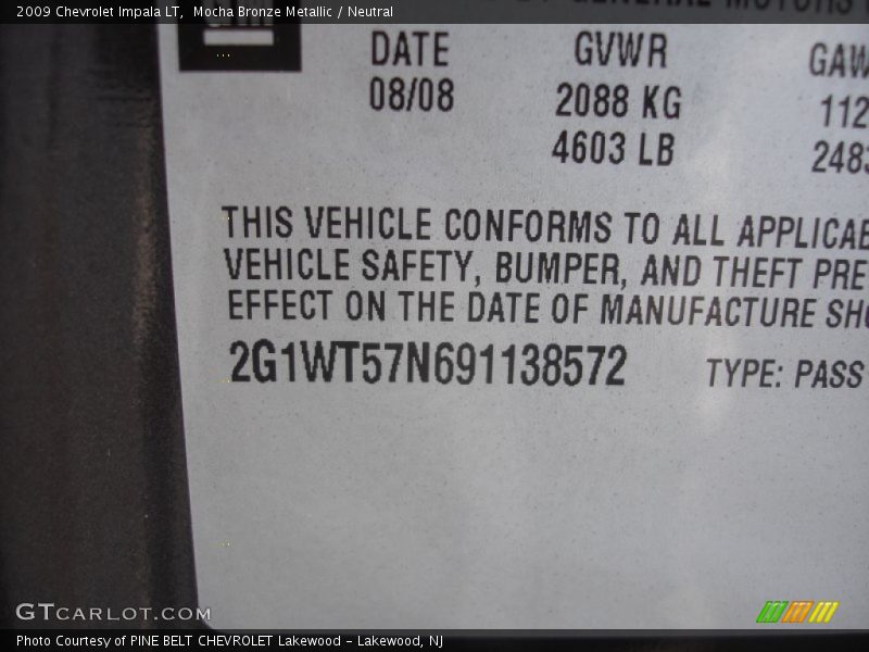 Mocha Bronze Metallic / Neutral 2009 Chevrolet Impala LT