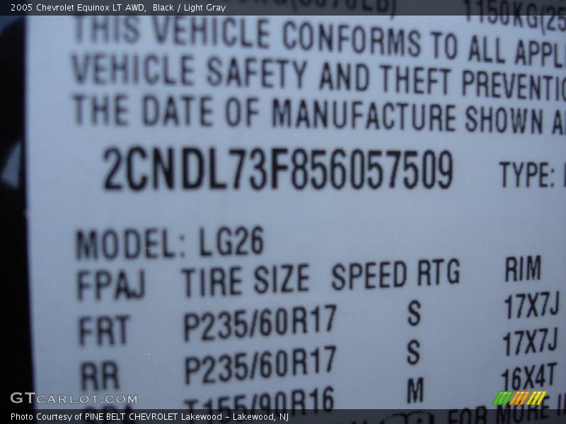 Black / Light Gray 2005 Chevrolet Equinox LT AWD