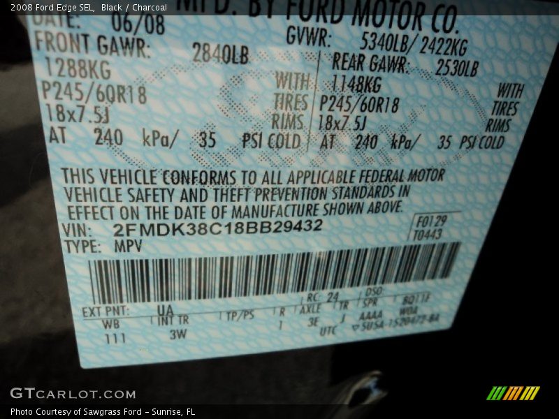 Black / Charcoal 2008 Ford Edge SEL