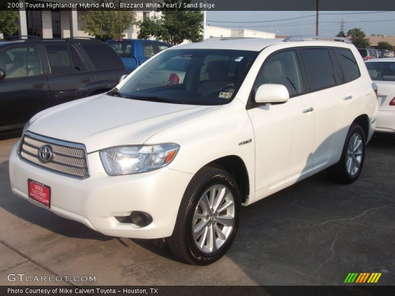 Blizzard White Pearl / Sand Beige 2008 Toyota Highlander Hybrid 4WD
