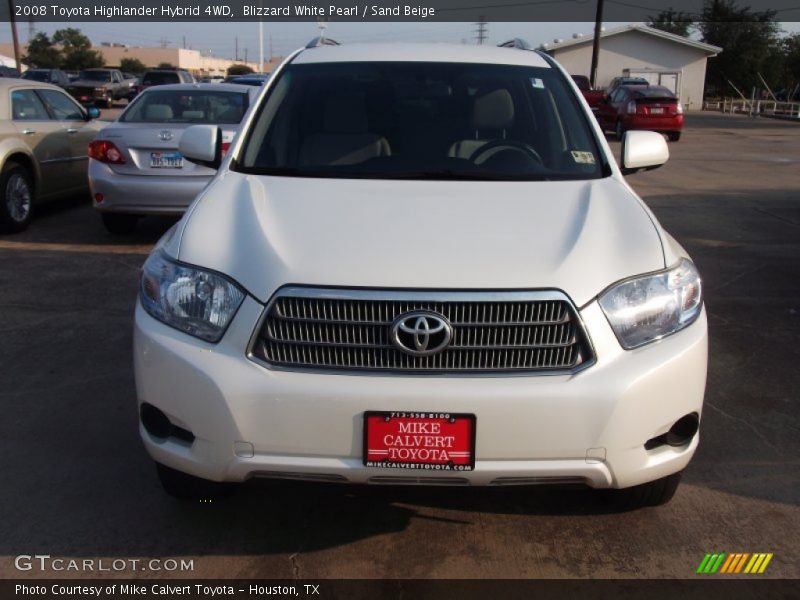 Blizzard White Pearl / Sand Beige 2008 Toyota Highlander Hybrid 4WD