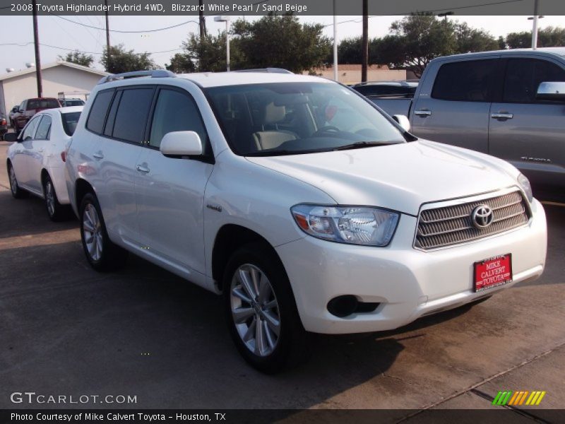 Blizzard White Pearl / Sand Beige 2008 Toyota Highlander Hybrid 4WD