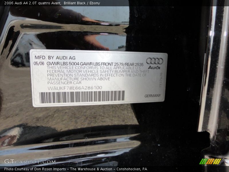 Brilliant Black / Ebony 2006 Audi A4 2.0T quattro Avant