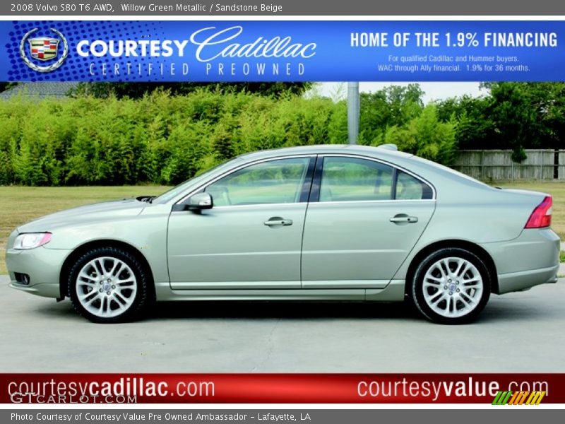 Willow Green Metallic / Sandstone Beige 2008 Volvo S80 T6 AWD