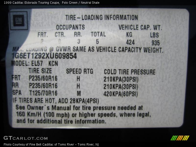 Polo Green / Neutral Shale 1999 Cadillac Eldorado Touring Coupe