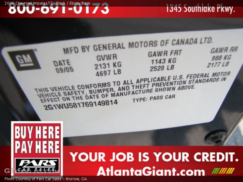 Black / Ebony Black 2006 Chevrolet Impala LTZ