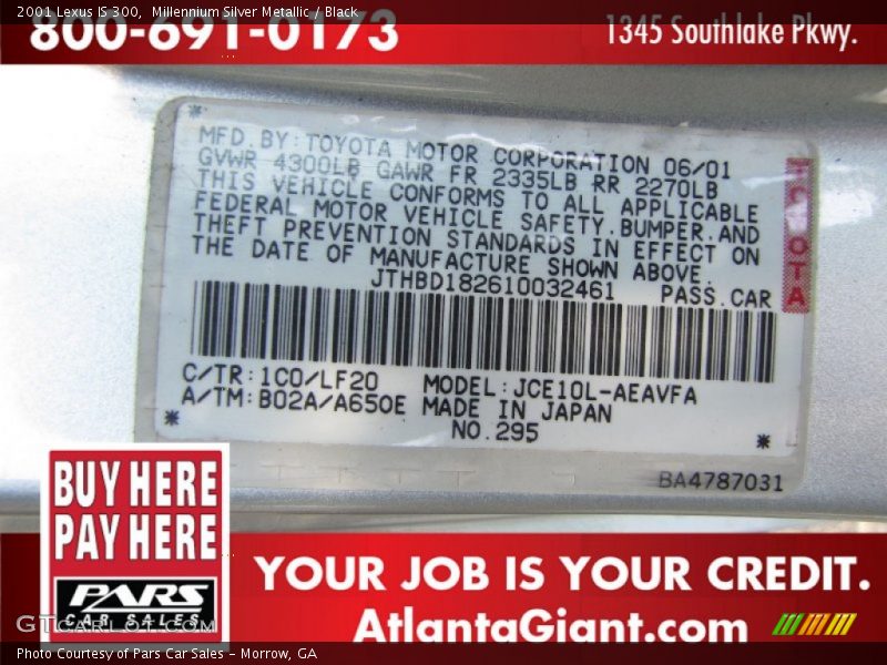 Millennium Silver Metallic / Black 2001 Lexus IS 300